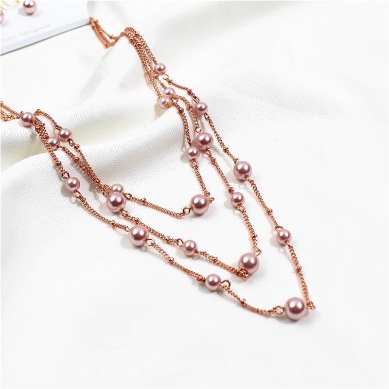 Mode Multi-Layer Ketting Rose Gold Veelzijdige Trend Temperament Vrouwen Accessoires Xl0518