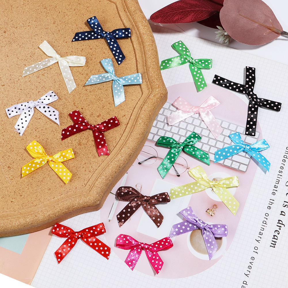 50 teile/los Farbe Polka Punkt Bogen Band Gebunden BöGen für Kleidung Party Dekoration DIY Haarnadel Handwerk Zubehör Materialien