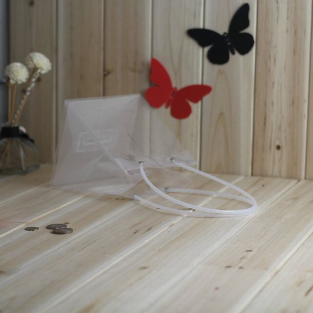 Pp gennemsigtige firkantede poser med pvc reb klare poser blomsterpakning shopping boutique bærer blød pvc håndtag pounch