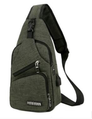 UOSC Anti Theft Chest Bag Men School Summer Short Trip Male Shoulder Bags USB Charging Crossbody Bags Messengers Bag: Green