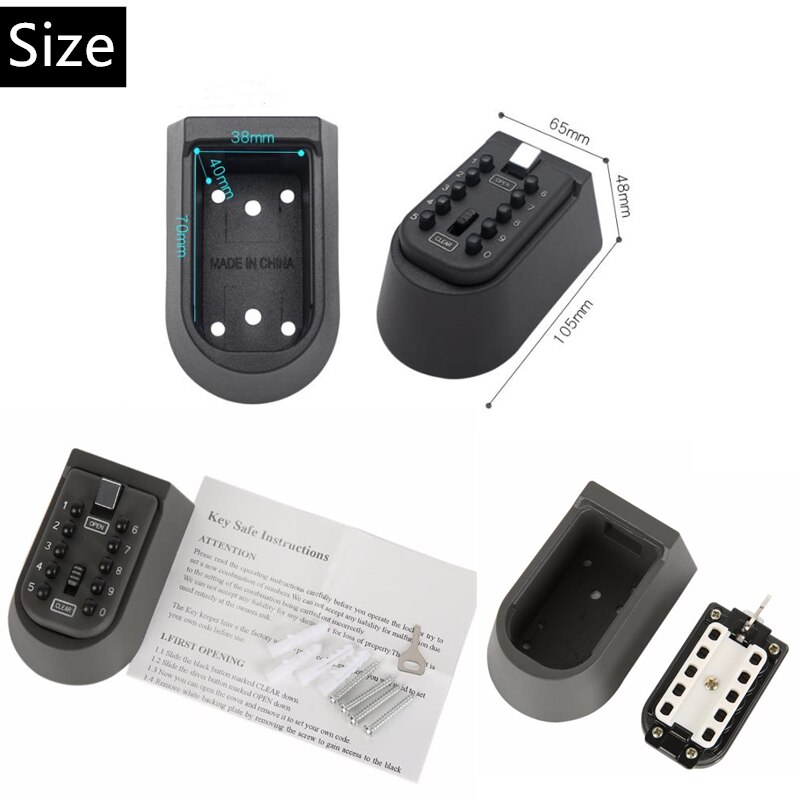 Wall Mount Key Storage Secret Box Organizer 4 Digit Combination Password Security Code Lock No Key Home Key Safe Box
