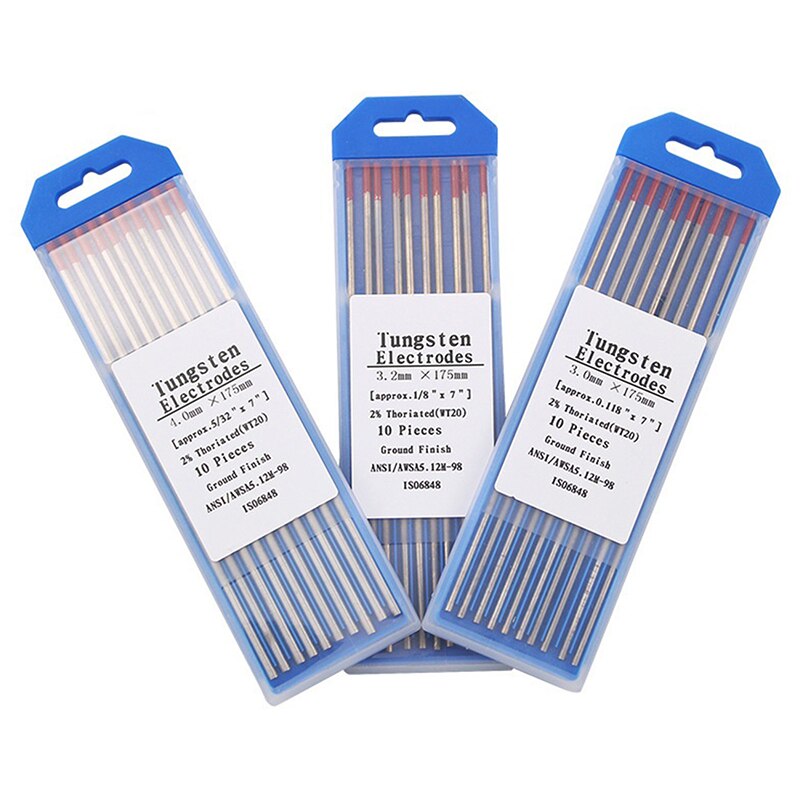 10 stücke Professionelle Wolfram Elektroden Schweiß Elektrode 1,0 1,6 2,0 2,4 3,0 3,2 4,0mm WT20 Tig Stangen