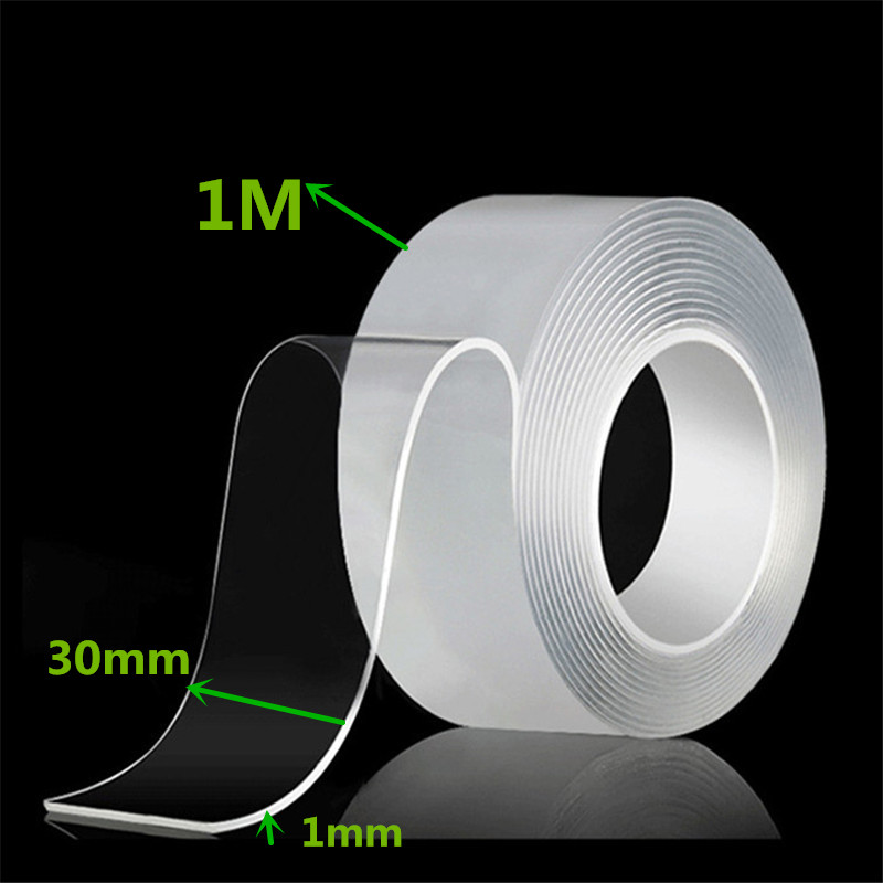 Cinta adhesiva impermeable 6850 transparente de doble cara, Nano, reutilizable, para el hogar, porcelana, madera, metal, plástico, súper pegamento: 30mmx1M