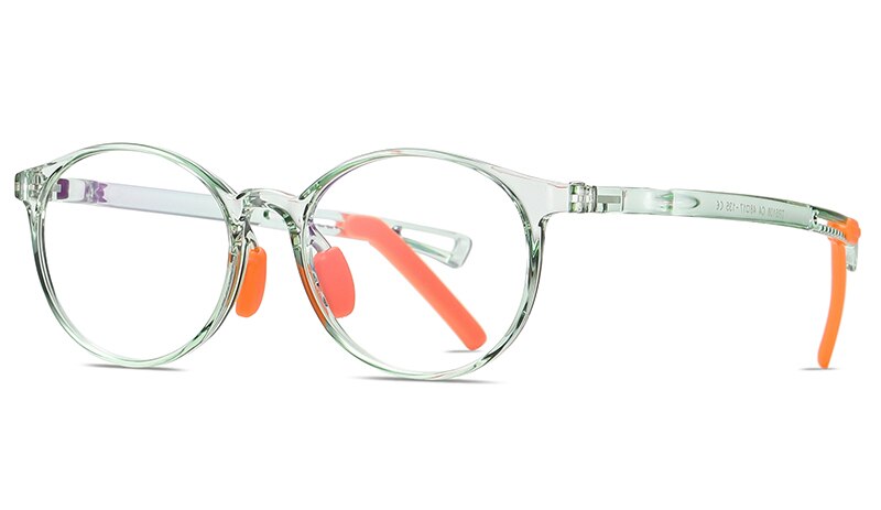 Kachawoo boy anti blue light glasses child protection TR90 round glasses frame kids optical computer green brown: light green frame