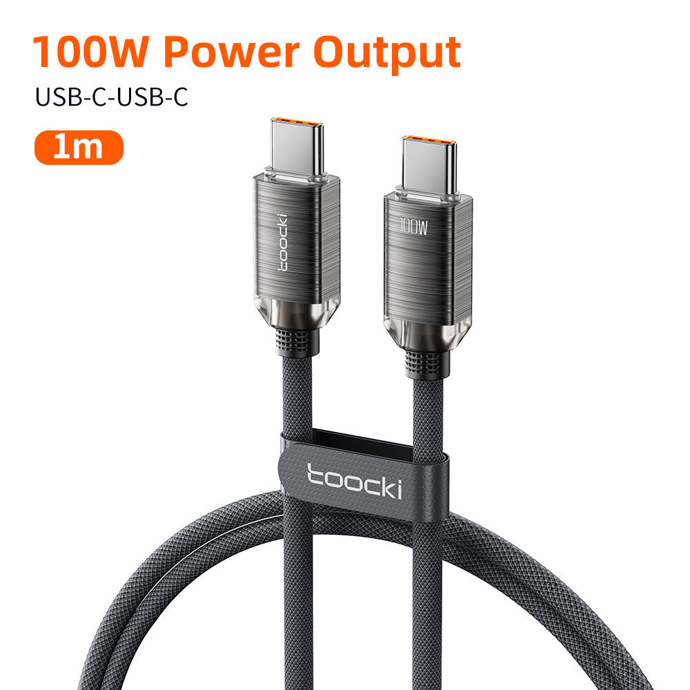 Toocki usb typ c bis typ c kabel 100w schnell ladegerät kabel datenkabel für macbook huawei xiaomi poco samsung USB-C kabel: Schwarz