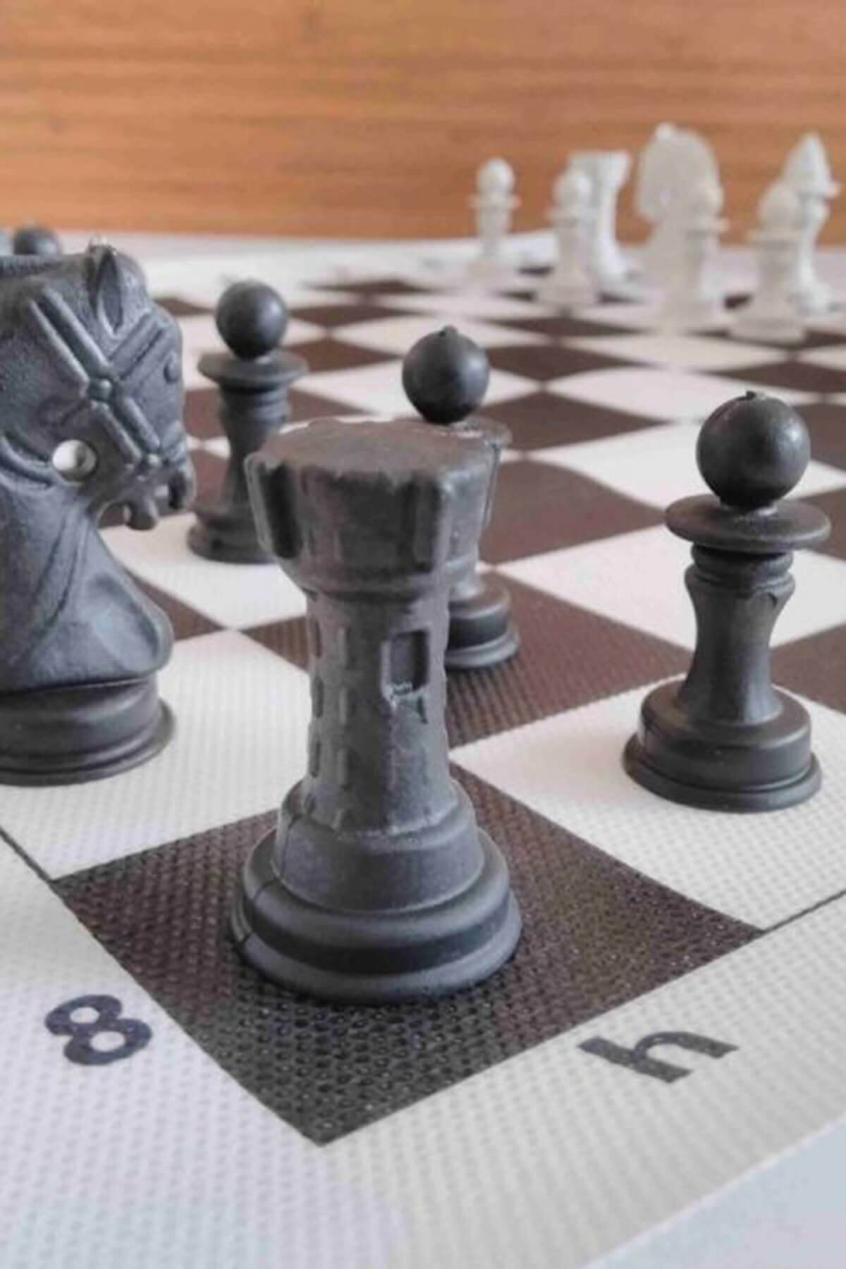 Roll Chess set Black White Textured Realistic Pawn KING Queens Elephant Horse