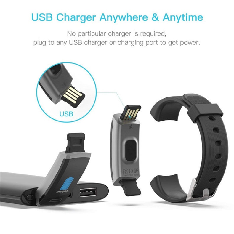 Lerbyee Smart Bracelet GT101 real-time Heart Rate Monitor Waterproof Fitness Band Pedometer Call Reminder Activity Tracker Sport