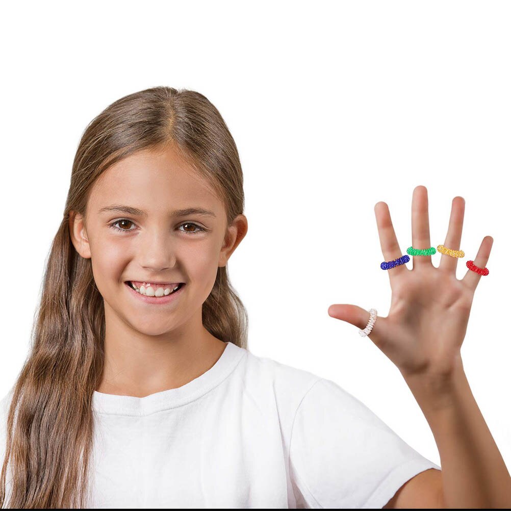 12Pcs Spiky Zintuiglijke Vinger Ringen Acupressuur Ringen Set Stille Stress Fidget Zintuiglijke Speelgoed Voor Kids Volwassenen Stille Stress