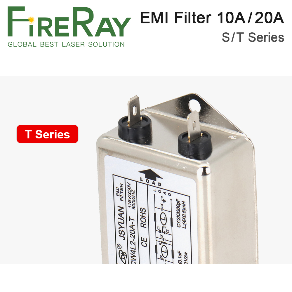 Fireray Emi Filter CW4L2-10A-T/S CW4L2-20A-T/S Eenfase Ac 115V / 250V 20A 50/60Hz: T Series / 20A
