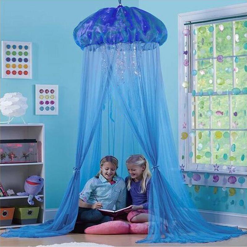 Zomer babybeddengoed, kwallenvormige bedgordijnen, baby droomgaas, klamboe, kind kwallen binnentent, ledikantnet
