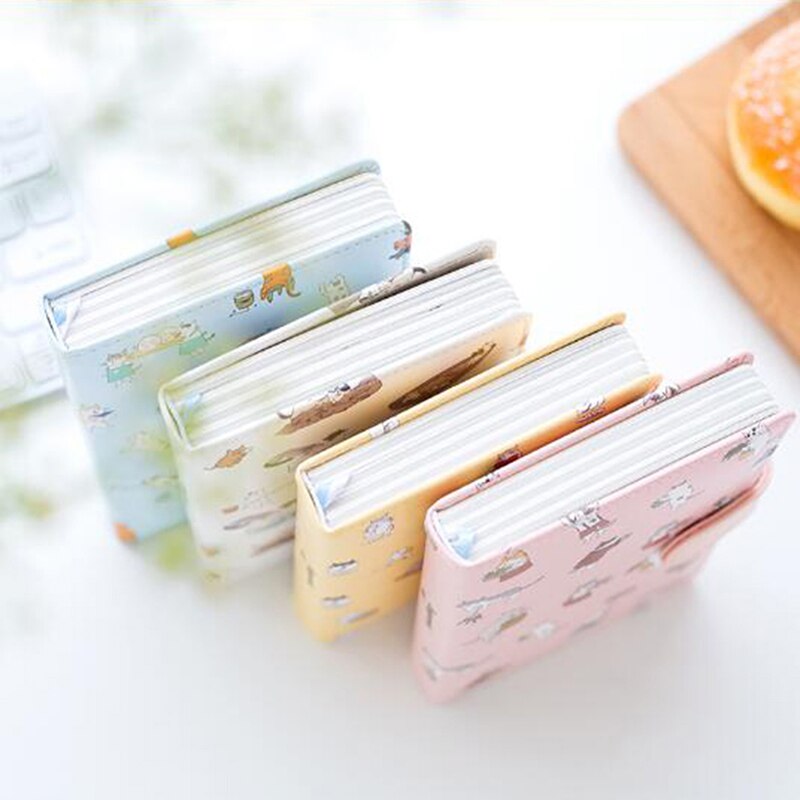 Stationery Cute Cat Notebook Leather Cover Print Animal Kids Notebook With Color Paper Binder Diary