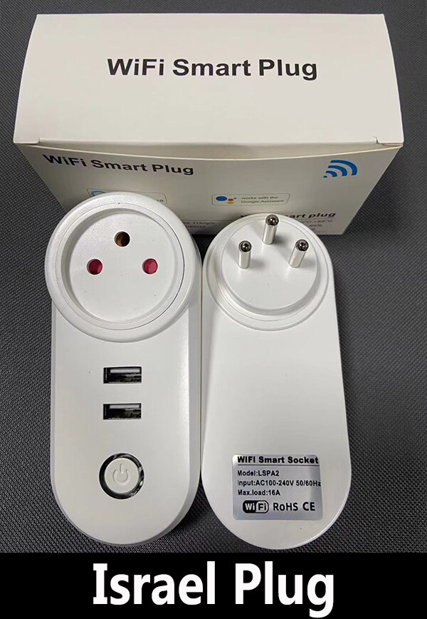 WiFi Clever Stecker 16A Israel Stecker Steckdose Tuya APP Clever Heimat Für Alexa Google Heimat Assistent Stimme Kontrolle zeitliche Koordinierung funktion: 1Stck / Typ 3