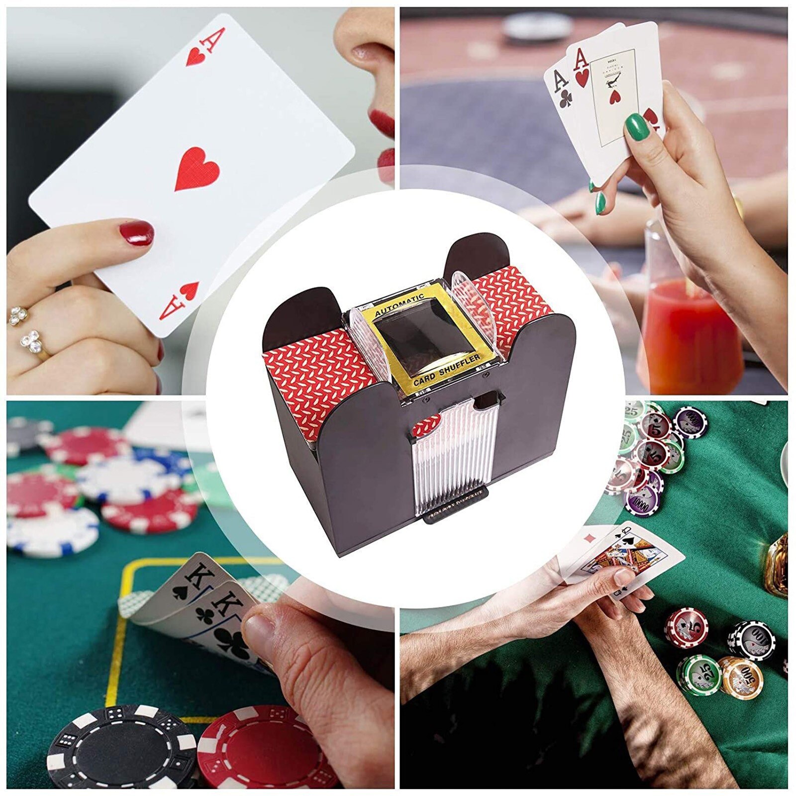 Battery Operated Automatic Card Shuffler 6 Deck Card Shuffler for Home Card Games Poker Rummy Blackjack Game Mixing Machine