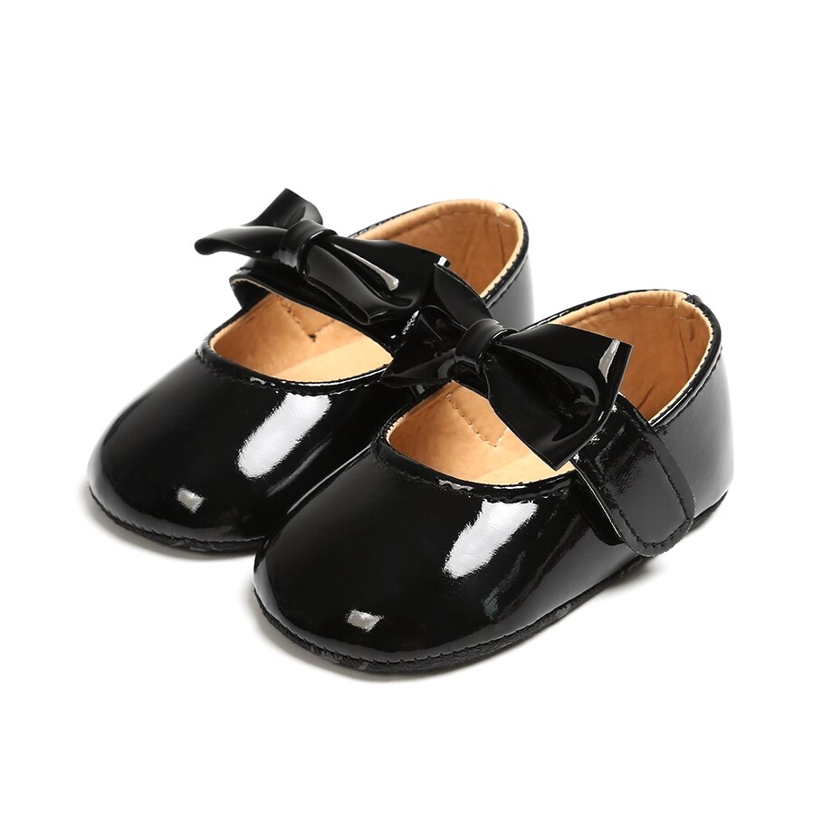 0-18Months Infant Neugeborenes Baby Krippe Pram Schuhe Bogen-Knoten Weiche Sohle Schuhe Sandalen: Black / 13-18 Monate
