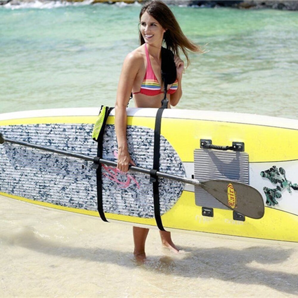 Surfbrett-schultertragegurt, verstellbarer stand-up-paddleboard-gurt mit wasserflaschentasche für surf-finnen, paddel und wakeboard