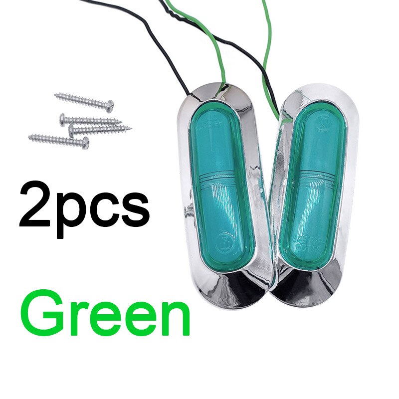 2PCS 12V24V universal 4LED side light guide truck side light Indicator Lights White red yellow green blue: green light