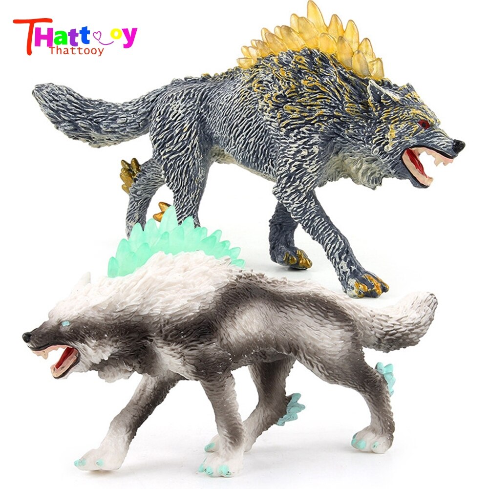 Classic Toys Solid Forest Animal Model Roaring Snow Wolf Plastic Handmade Decoration Educational Toy