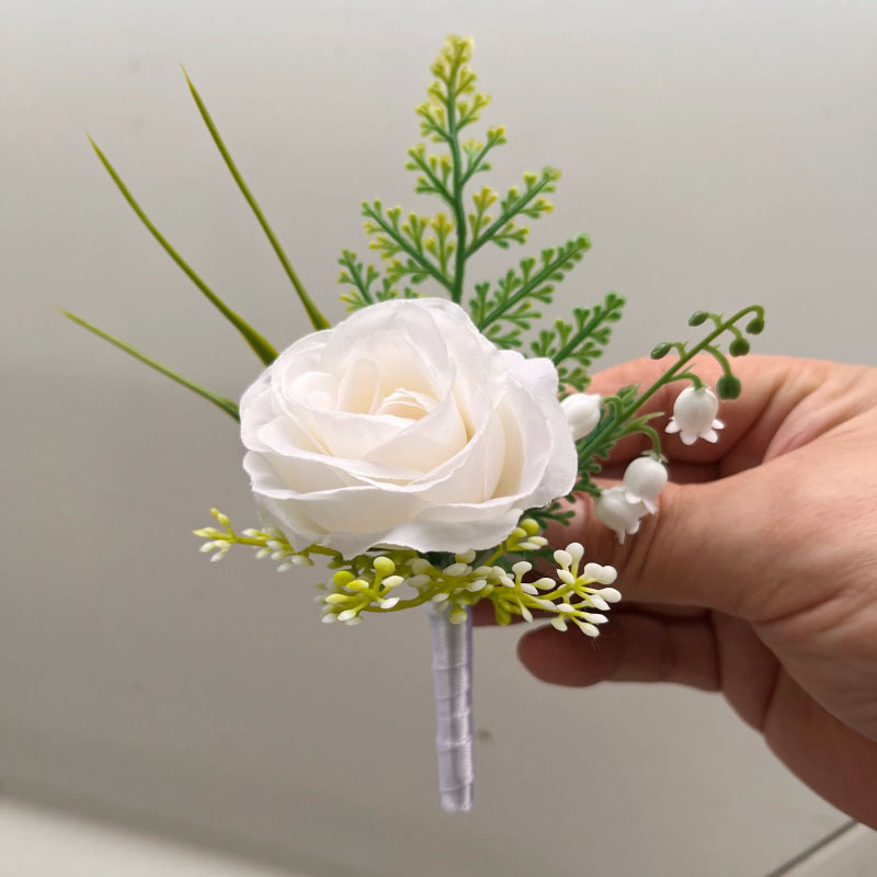 Brautstrauß, blumen für brautjungfern, hochzeitsaccessoires, weiße künstliche rosen, brautsträuße, hochzeitsdekoration, hochzeit: Elfenbein