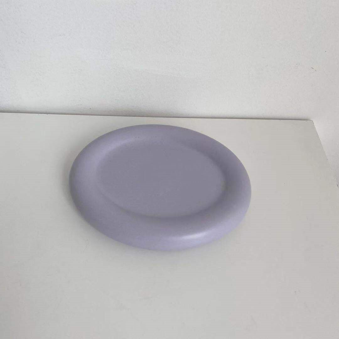 Vaisselle nordique en céramique, assiette de nourriture occidentale assiette à salade assiette à fruits ménage Dessert petit déjeuner assiette à Dessert: ellipse violet