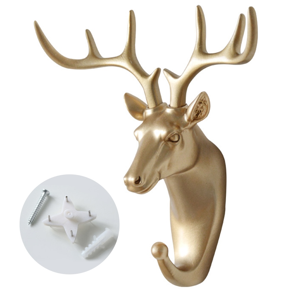 Perchero de pared con cabeza de ciervo, Perchero de ropa autoadhesivo sin marcar para animales, Perchero de exhibición para decoración del hogar, colgador de llaves de almacenamiento para pared