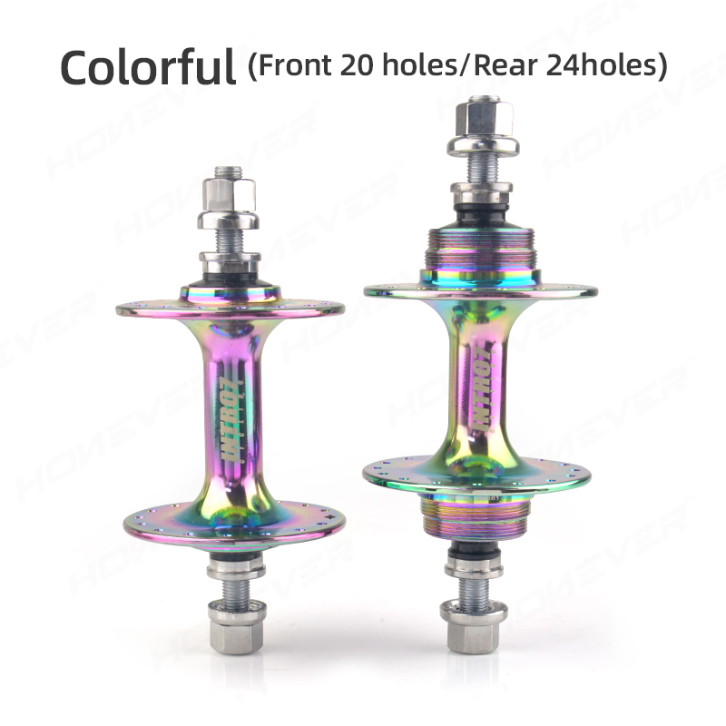 INTRO7 Bicycle Fixed Gear Hubs Front Rear 20H 24H 32 Holes Lightweight Sealed Bearing Fixie Bike Track Hub Bicycle Parts: Rainbow 20 24