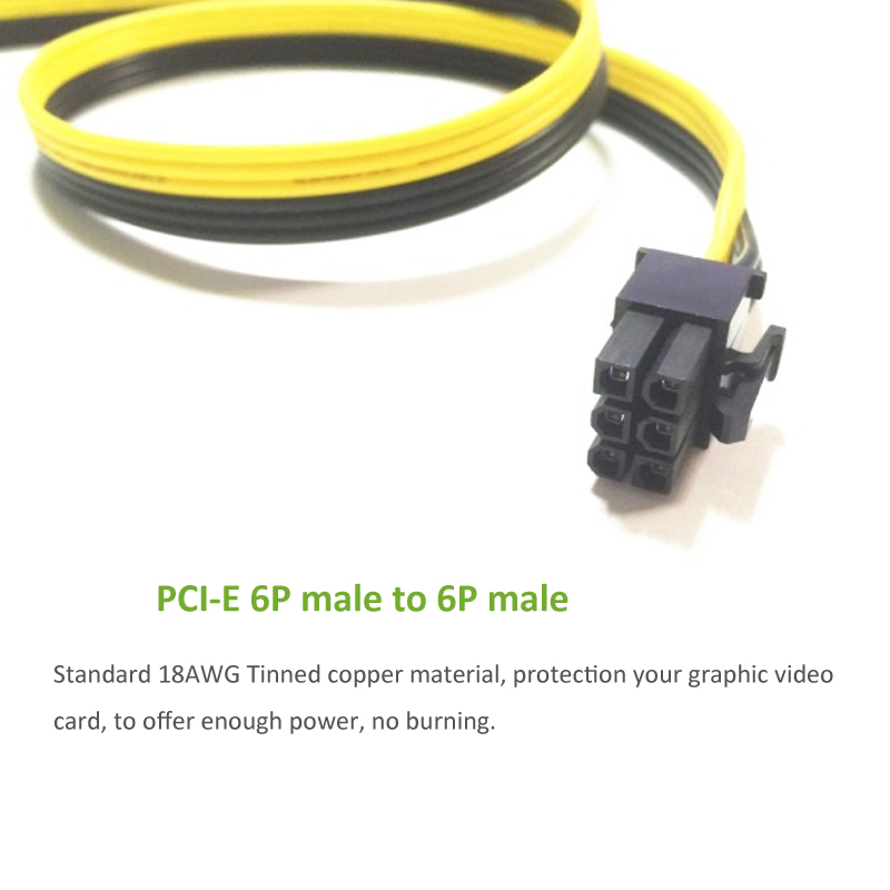 Lingable kabel pci-e pci pci-express 6p hane  to 6- stifts hane grafik grafikkort strömkabel 50cm förlängningskabel sladd