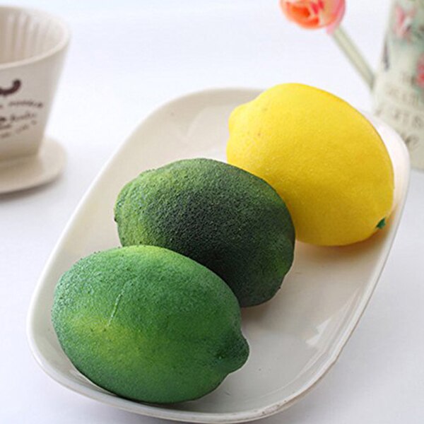 Paquete de 8 limas artificiales para limones falsos, frutas para relleno de jarrones, decoración de de cocina para el hogar, amarillo y verde
