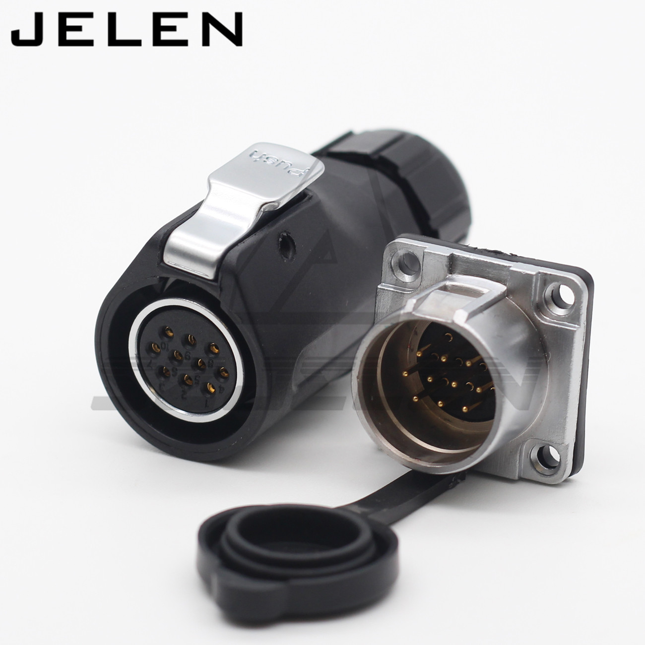 XHE20, IP67 2/3/4/5/6/7/8/9/10/12 pin Waterproof connector Square 4 holes panel mount connector power cable female plug socket: 10 pin