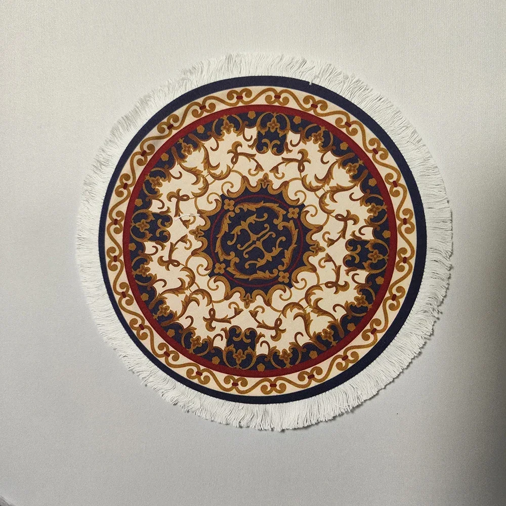 Woven flower Persian carpet small coaster merchants mouse pad desk mat retro style rubber non-slip computer mats: SKY BLUE
