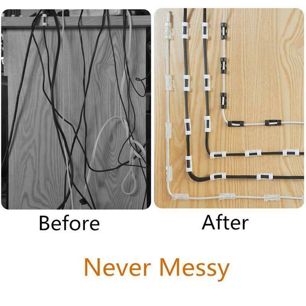 16/20Pcs Self Stick Wire Organizer Line Cable Clips Buckle Clamp Table Wall Fixer Fastener Holder Data Telephone Line Winder