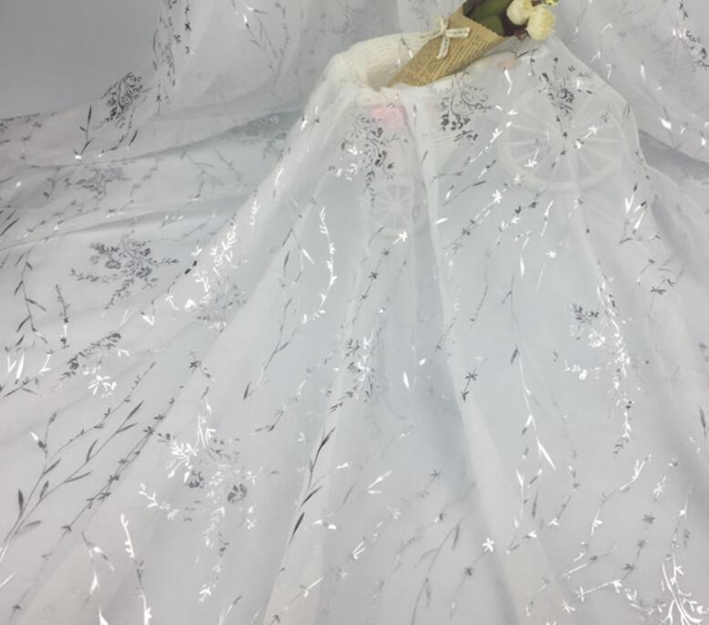 Cosplay kjole bronzing chiffon stof pil grene tyndt stof bronzeret kostume materiale gør-det-selv scene 1 meter: 8- hvide sølv