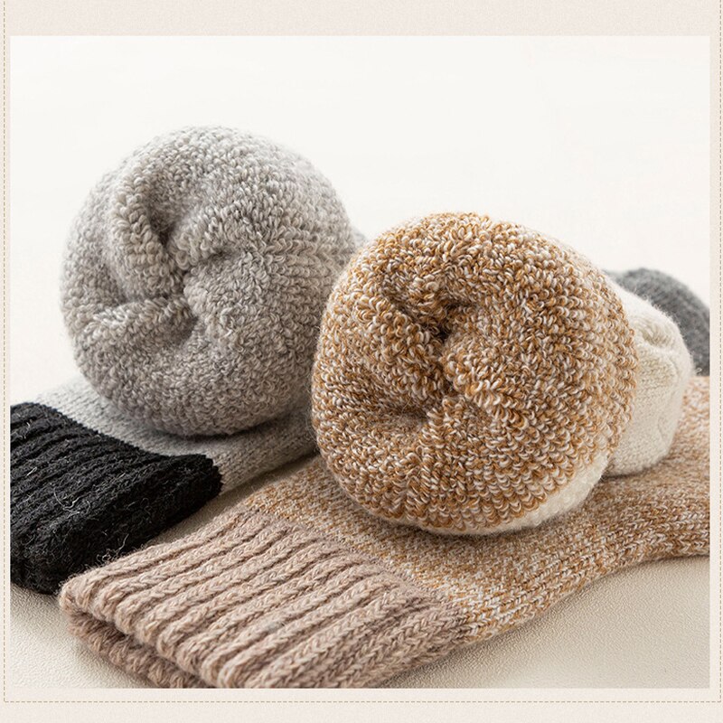Calcetines de lana resistentes al frío para hombre, medias gruesas de terciopelo, súper gruesas y cálidas, de tubo, de Cachemira, para invierno del Norte