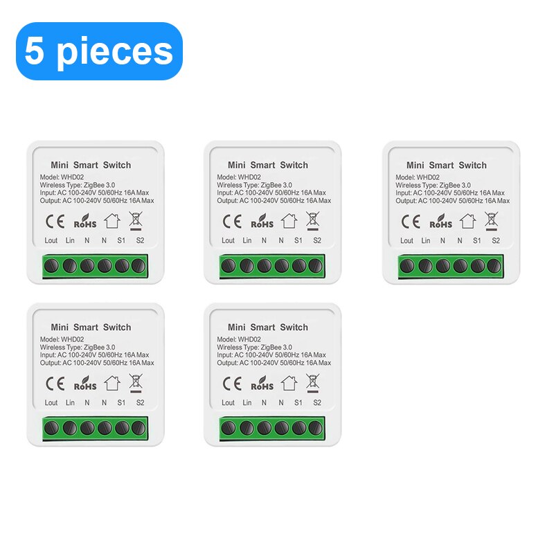 Tuya zigbee switch modul smart home 16a 100-240v arbejde med alexa google home yandex alice stemme / fjernbetjening timing switches: 5 stykker