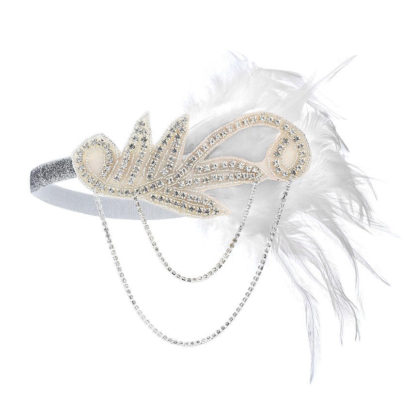 Accesorios de vestido Flapper de los años 20, accesorios de Retro, diadema de GATSBY CHARLESTON, banda de plumas para boda, banda de niña Flapper, 1 Uds.: Verde
