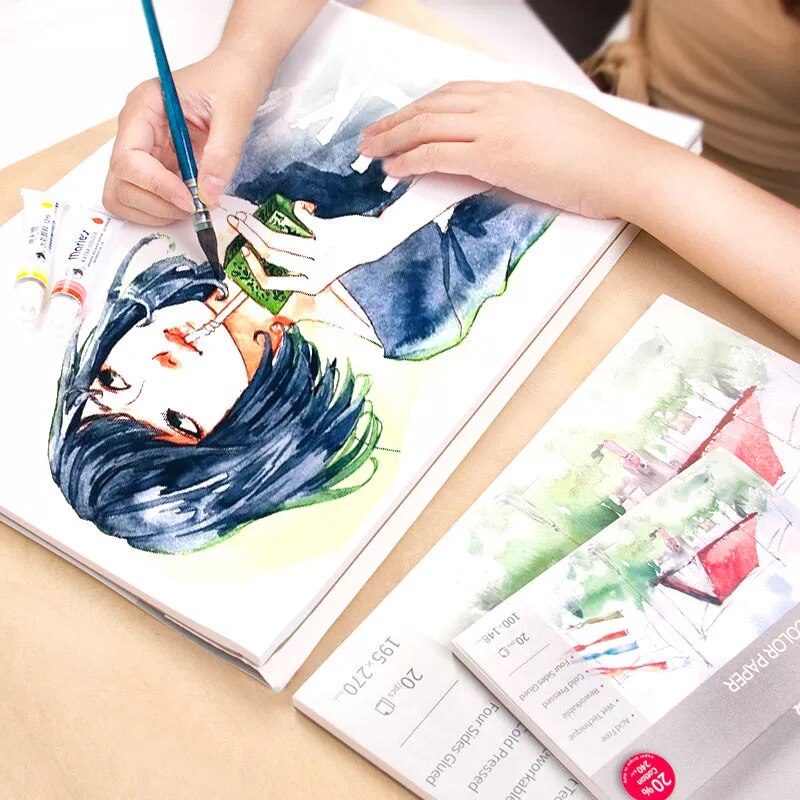 Sakura-Cuaderno de papel blanco de acuarela de 32K, cuaderno de bocetos pintados a mano, agenda de artista, suministros de oficina y escuela, papelería