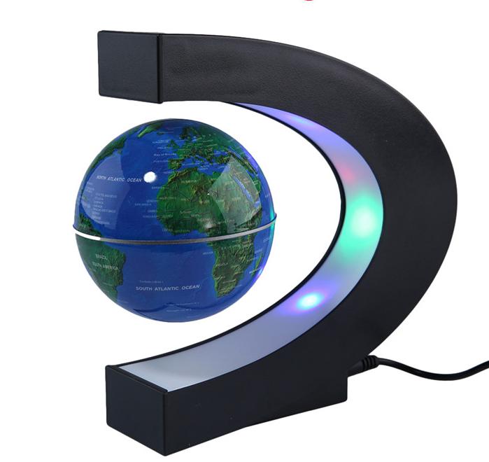 3 Inch Magnetic Levitation Globe Student School Teaching Equipment Night Light Globe UK US EU AU Plug: EU  blue