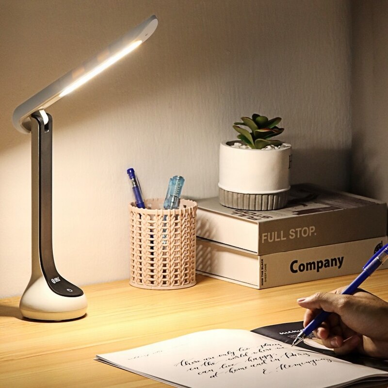 Lampe Led pliable à intensité réglable, Rechargeable, pour bureau, Table de chevet, chambre à coucher, veilleuse pour lecture et écriture