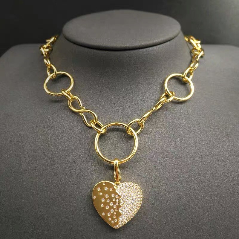 Sterling Zilveren Oorbellen S925 Diamant, Liefde, Geometrie, Keten, Vrouwelijke Mode, Persoonlijkheid, Luxe Sieraden, oorbellen Voor Vrouwen: Necklace 2-Small si