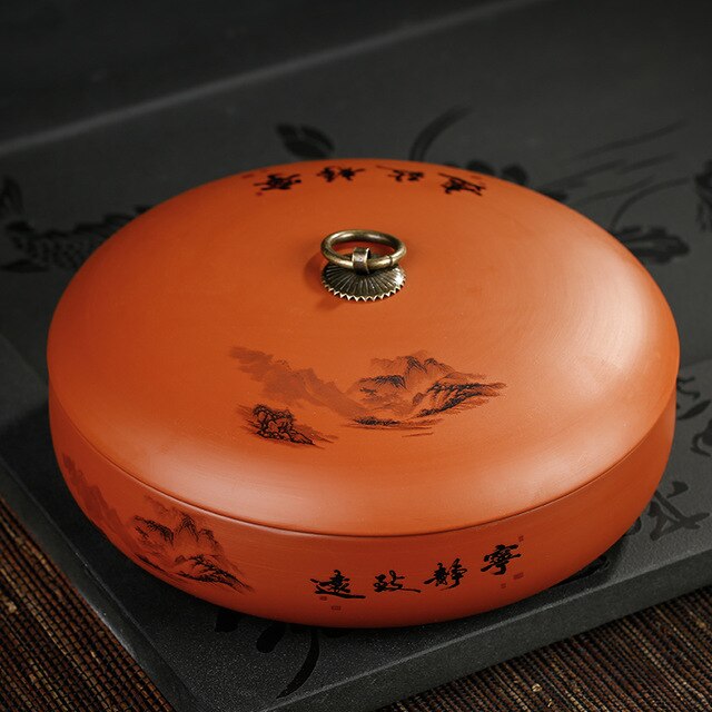 Caja de almacenamiento de té de estilo chino Puer, cajas de sellado de de arte púrpura Natural, tarros de café, granos, recipiente de Caddy, bandeja de caramelos y nueces: Pattern 8