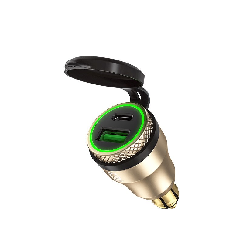 Chargeur d'alimentation type-c PD 30W, prise USB Powerlet, DIN, pour BMW et moto Triumph, Tiger Ducati: Gold Green