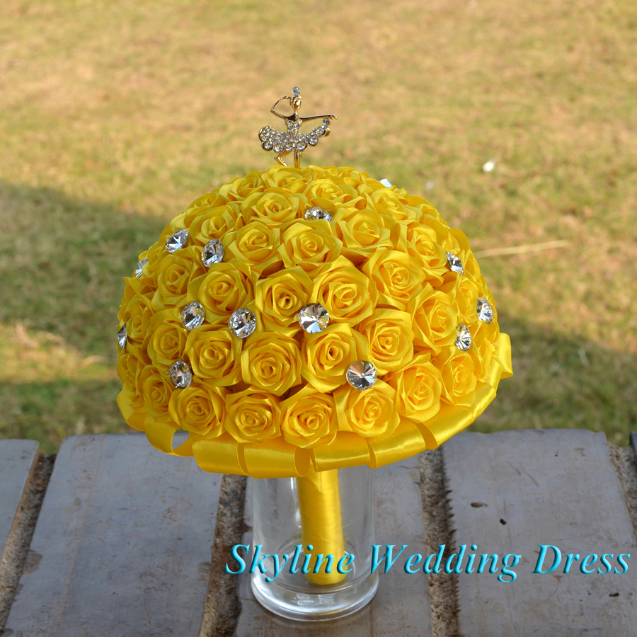 Real Photos Stunning Wedding flowers Golden Purple Bridesmaid Bridal Bouquets artificial Angel Wedding Bouquet