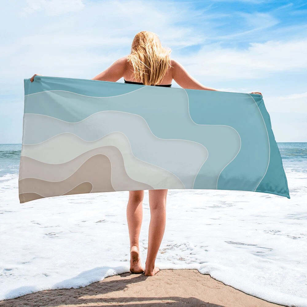 Waves Blue Sea Summer Theme Beach Bath Towel For Adults Home Essentials Summer Swimming Beach Towel Quickly Dry Face Towel