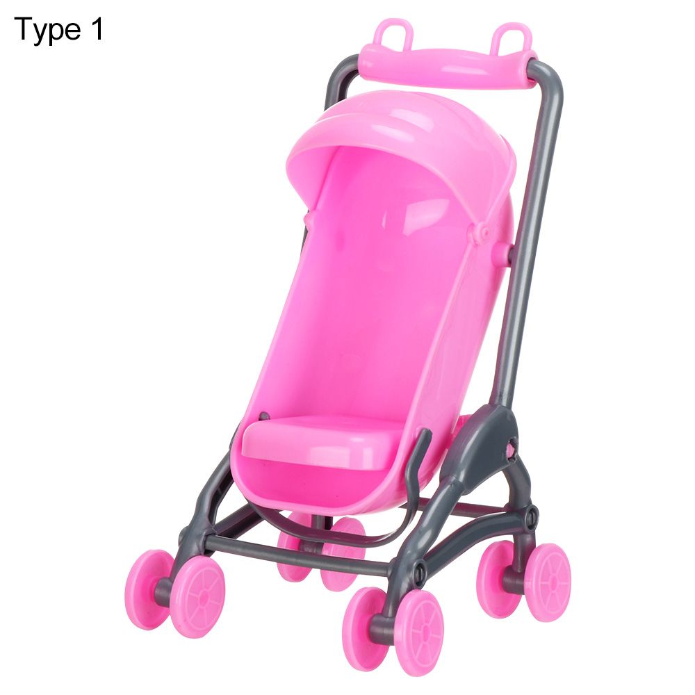 Baby Stroller for Dolls Dollhouse Furniture accessories Infant Carriage Trolley Nursery Model Girls Doll house Play Toys: WHITE