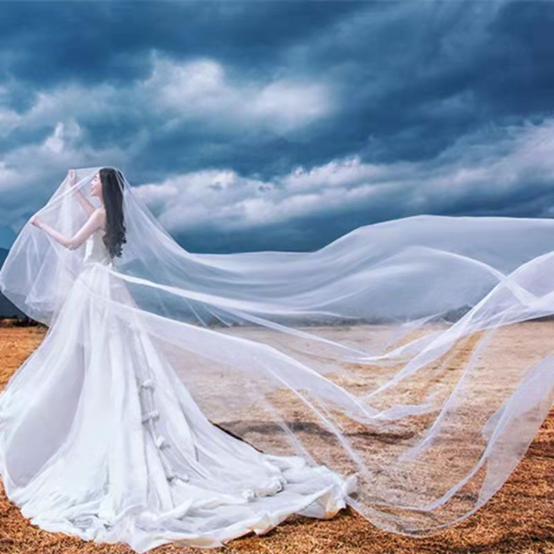 Bride 10m Long Veil Floating Gauze Studio Wedding Photography Beach Location Props Wedding Veil
