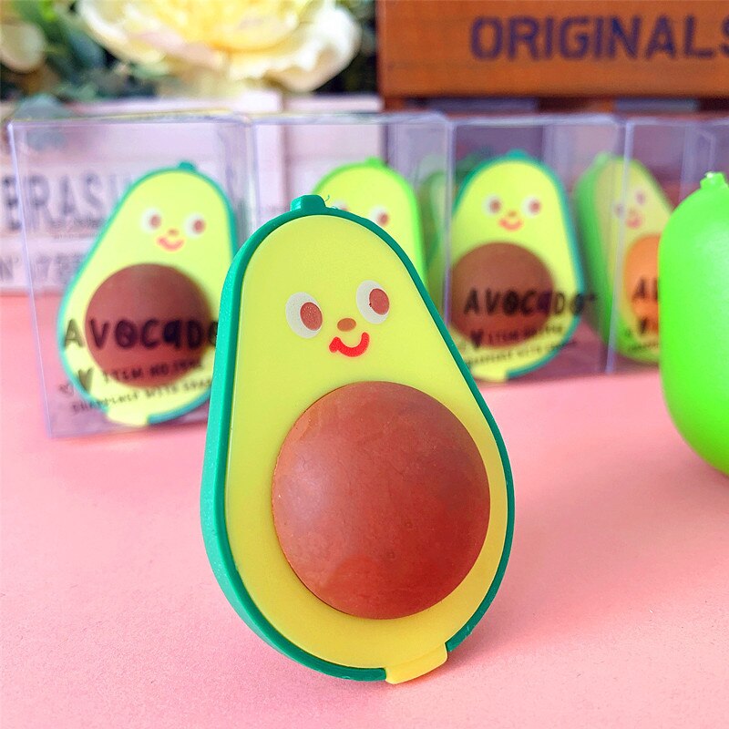 Avocado cute pencil sharpener and eraser in one student pencil sharpener School pencil eraser Rubber Children stationery