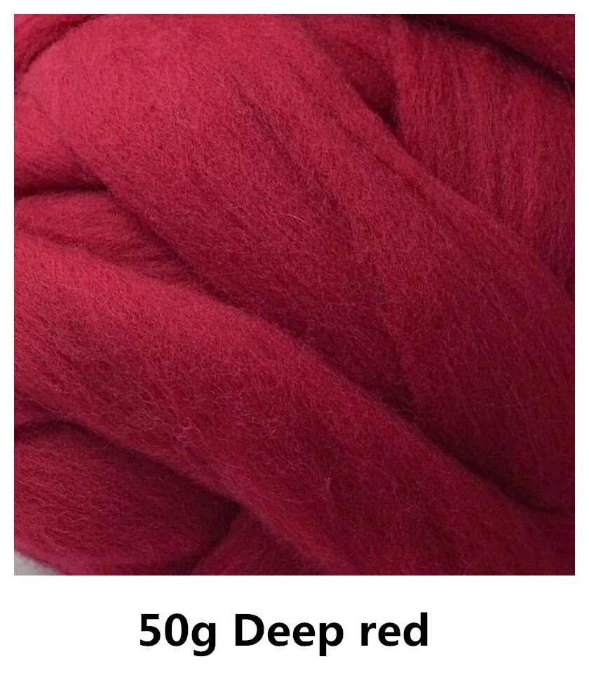 50g Super Snelle vilten Korte Vezel Wol in Naald Vilten wolvilt kleur Diepe Rood nat vilten