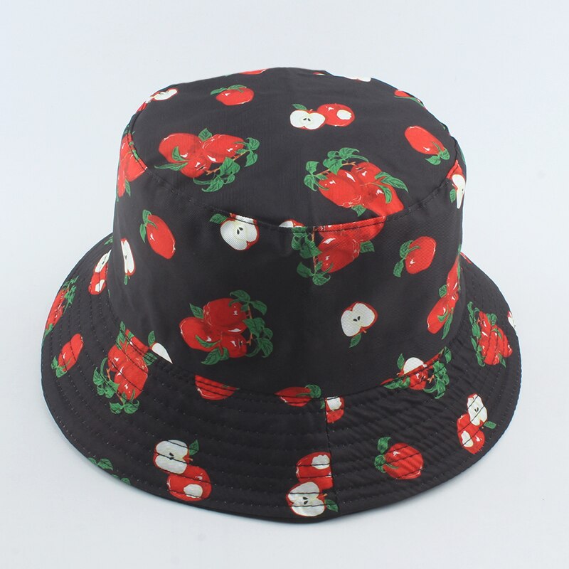 2022 Fruit Bucket Hats Cool Outdoor Cotton Summer Fisherman Hat Fishing Caps: apple