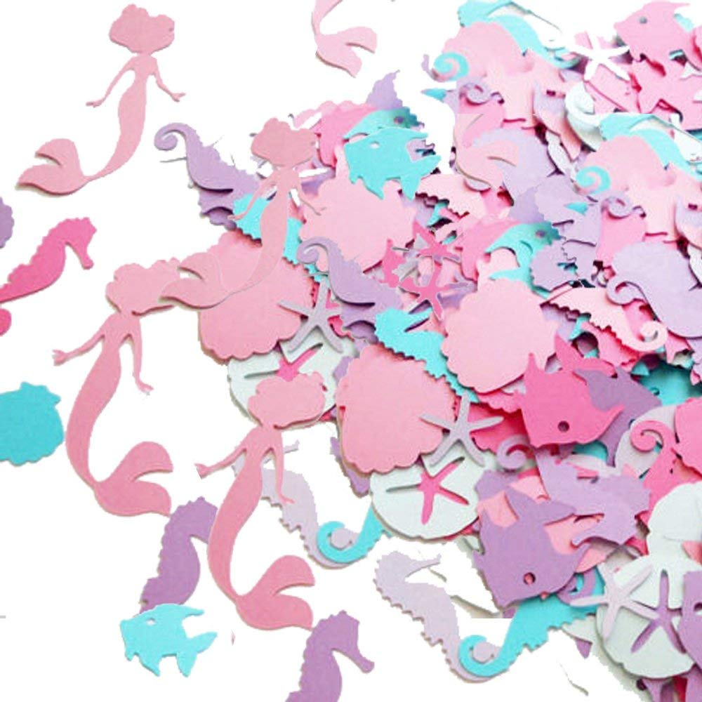 Amawill Mermaid Ocean 100pcs Paper Confetti Mermaid Party Decoration Starfish Seahorse Under The Sea Birthday Party Supplies 75D