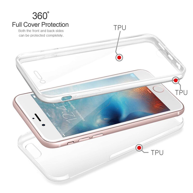 360 Full Body Protect wyczyść etui do iphone 7 8 6 6S Plus XR X iphone 11 Pro XS MAX 5 5S SE Dropproof miękkie silikonowe etui z tpu