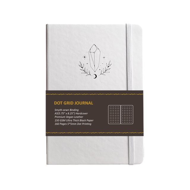 Ster En Diamant Zwart En Wit Vegan Lederen Cover 150GSM Zwart Papier Dot Grid Journal Met Zwarte Pagina: Diamond